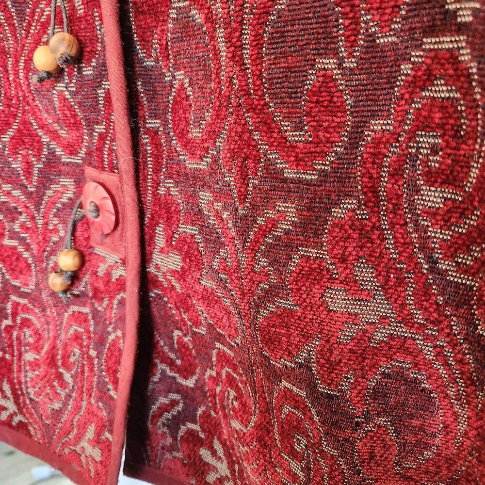 Women's Red Paisley Button-Front Jacket - Picture 7 of 10